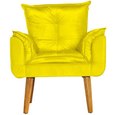 Imagem de Conjunto 2 Poltronas Para Sala Decorativa Opala e Puff Redondo Suede Amarelo Click Pol