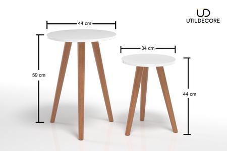 Imagem de Conjunto 3 Mesa Estante Livro Moveis Lateral Pé Palito Tripé