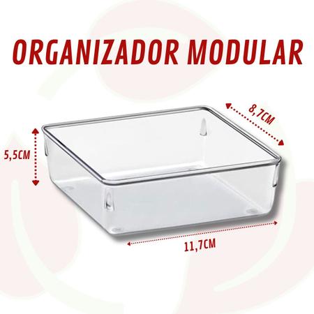 Imagem de Conjunto 3 Organizadores Modular Quadrado Escritório Gaveta