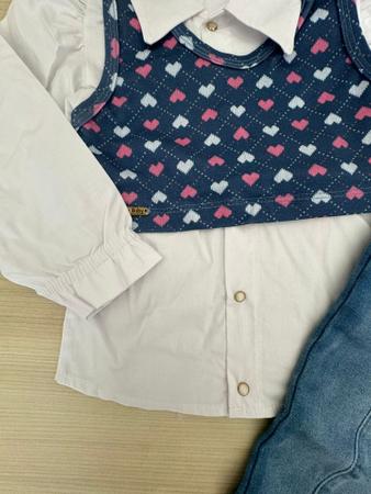 Imagem de Conjunto 3 Peças com Pulouver, Camisa branca e Calça Jeans Confy 4094