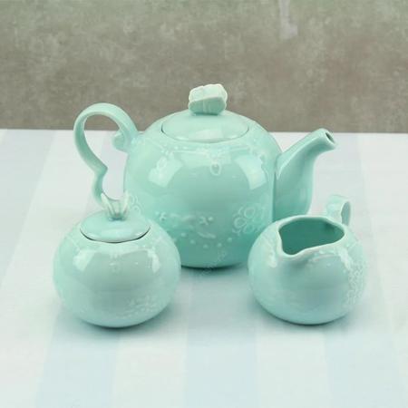 Conjunto 3 peças Chá Porcelana Butterfly Verde