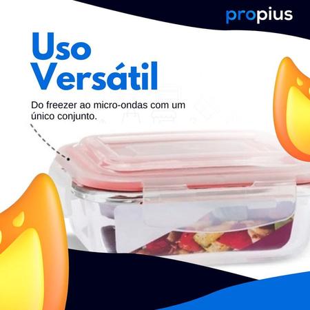 Imagem de Conjunto 3 Potes 150ml 170ml 250ml Retangular Quadrada Redonda Porta Alimento Válvula Comporta Geleia Preserva