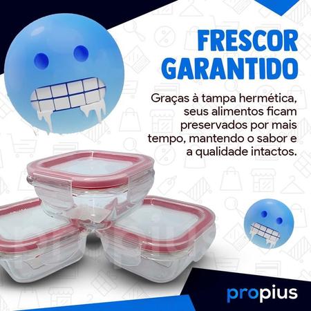 Imagem de Conjunto 3 Potes De Vidro Com Tampa Hermetica 170ml Conserva BPA Alimentos Cozinha Ecológico Microondas Fitness