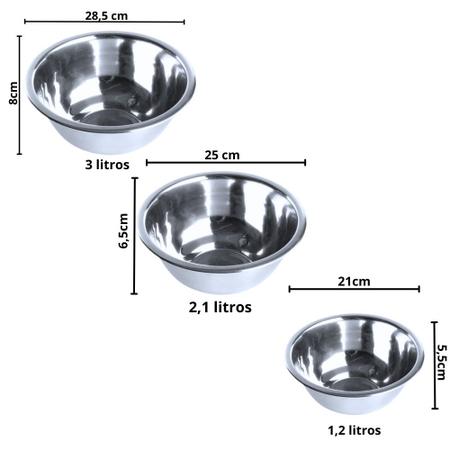 Imagem de Conjunto 3 Tigelas Bowl Saladeira Multiuso Inox Resistente
