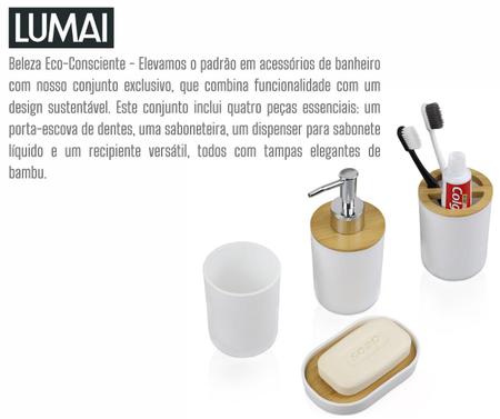 Imagem de Conjunto 4 acessórios de banheiro de bambu kit completo porta escova sabonete