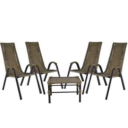 Imagem de Conjunto 4 Cadeiras e Mesa de centro Canadá, para área, edícula, fibra sintética - PANERO01