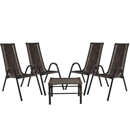 Conjunto 4 Cadeiras e Mesa de centro Canadá, para área, edícula, fibra sintética - PANERO04 - Panero Móveis Imagem de Conjunto 4 Cadeiras e Mesa de centro Canadá, para área, edícula, fibra sintética - PANERO04