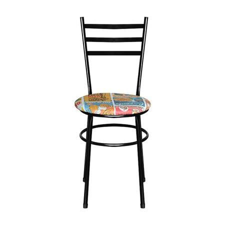 Imagem de Conjunto 4 Cadeiras Epoxi Preta Para Cozinha Assento Estampado