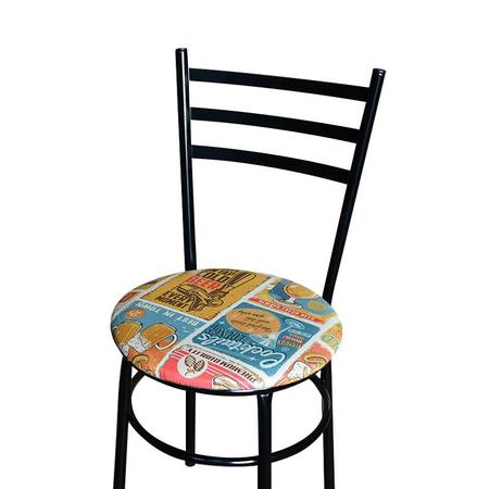 Imagem de Conjunto 4 Cadeiras Epoxi Preta Para Cozinha Assento Estampado
