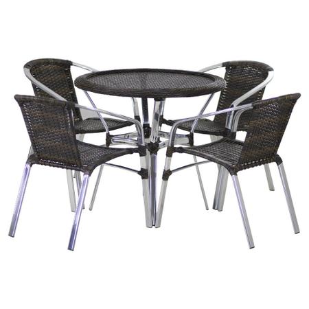 Imagem de Conjunto 4 Cadeiras Floripa e Mesa Com Tampo Tramado em Alumínio Piscina, Área, Jardim Trama Original