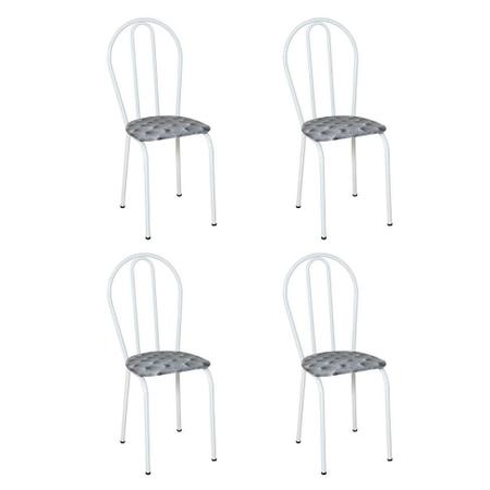 Imagem de Conjunto 4 Cadeiras Hécate Branco e Estampa Capitonê