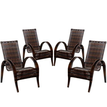 Imagem de Conjunto 4 Cadeiras Napoli em Fibra Sintética Para Área, Jardim, Varanda, Edícula - Pedra Ferro