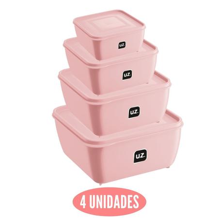 Imagem de Conjunto 4 Potes Plasticos Rosa 500 ml 1,5 L,2,5 L 5 Litros