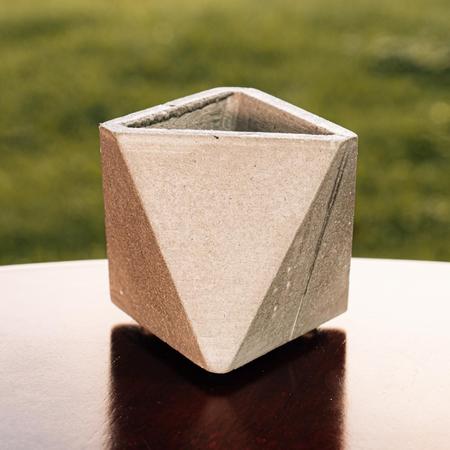 Imagem de Conjunto 4 Vasos De Concreto Artesanal Triangulos 10Cm Cinza