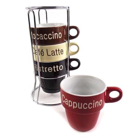 Imagem de Conjunto 4 xícaras de cappuccino com suporte Names
