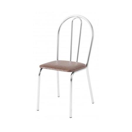 Imagem de Conjunto 5 Cadeiras Lena Cromada Resistente -Assento Sintético Marrom