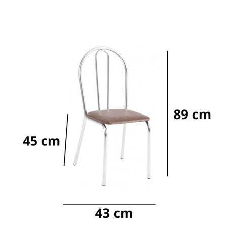 Imagem de Conjunto 5 Cadeiras Lena Cromada Resistente -Assento Sintético Marrom