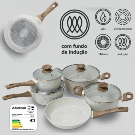 Imagem de Conjunto 5 Panelas Marmol Indução Revestimento Cerâmica Mimo