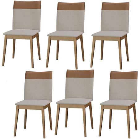 Imagem de Conjunto 6 Cadeiras Cristal Linho com Pés de Madeira Maciça