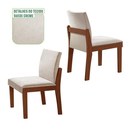 Imagem de Conjunto 6 Cadeiras de Jantar Mônaco Yescasa Castanho Prêmio/Creme