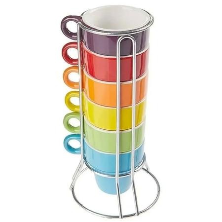 Conjunto 6 Canecas X cara Cer mica Base Inox Moderno P Caf