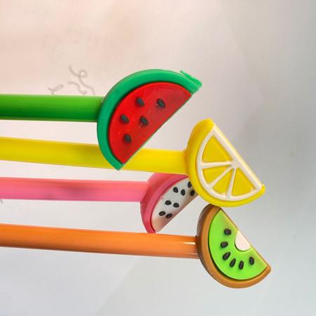 Imagem de Conjunto 6 canetas de gel desenho animal frutinhas divertidas ponta fina fofa