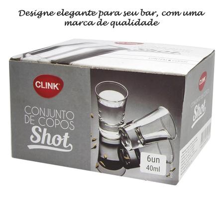 Imagem de Conjunto 6 copos shot vidro 40ml para degustação licores, cachaça, tequila, bebidas quentes