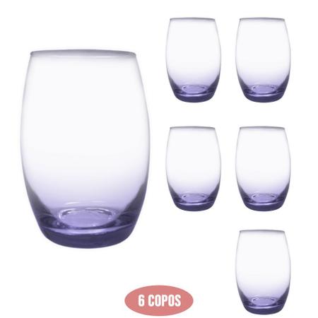 Jogo Copo De Vidro Lilás Bellagio 450 Ml Com 6 Copos - Casa Linda