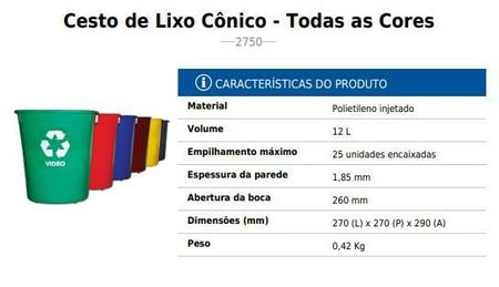 Imagem de Conjunto  6 Lixeiras Coloridas Para Separação de Lixo