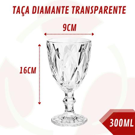 Imagem de Conjunto 6 Taça Bico De Jaca Diamante Transparente 300ml