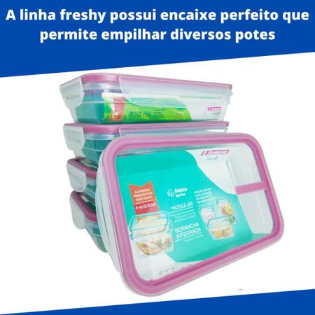 Imagem de Conjunto 6 Vasilhas Plástico Com Travas Click Potes Empilhaveis 820ml Sanremo