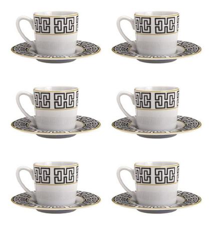 Imagem de Conjunto 6 xícaras de café com pires de porcelana 90 ml