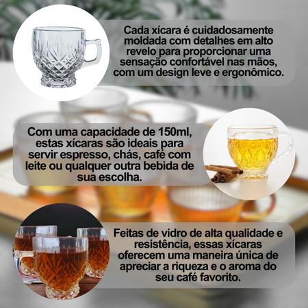 Imagem de Conjunto 6 Xícaras para Café Cappuccino 150 ML Vidro Anise