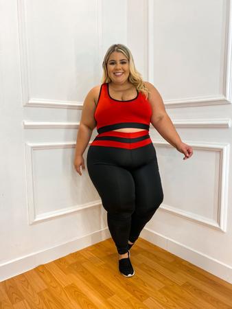 Conjunto Fitness Feminino Plus Size Legging + Top GG e XGG