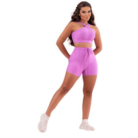 Imagem de Conjunto academia feminino short curto + top poliamida