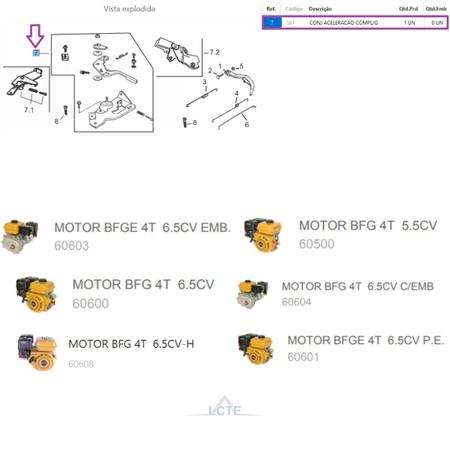 Imagem de Conjunto Acelerador P/ Motor BFG(E) 6.5cv - Buffalo 