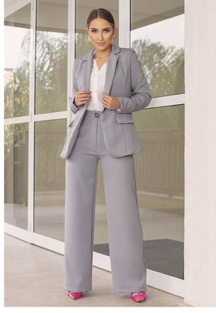Conjunto Alfaiataria Terno Feminino Sob Cinza Conjunto de Roupa