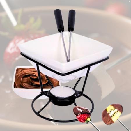 Imagem de Conjunto Aparelho Kit Fondue Com 5 Peças Chocolate E Queijo