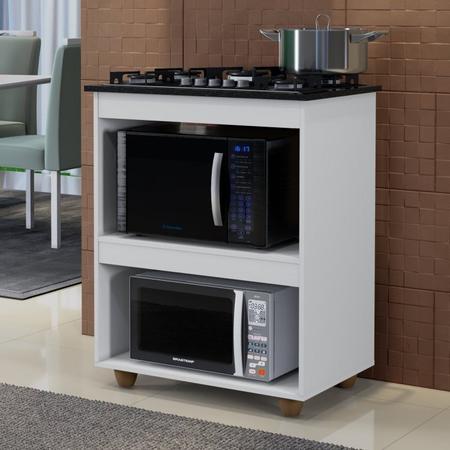 Imagem de Conjunto Armário Aéreo de Cozinha 2 Portas e Balcão para Cooktop 4 Bocas Branco