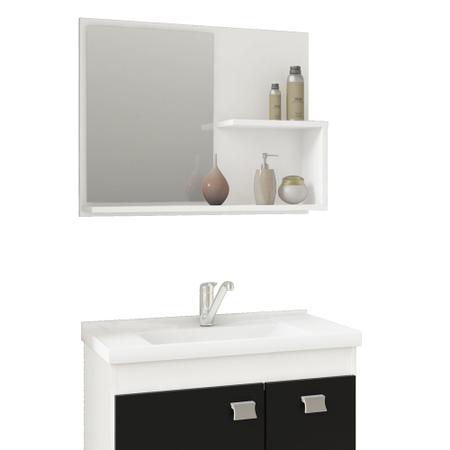Imagem de Conjunto Armário Para Banheiro 100% MDF Isa Com Espelheira E Pia Mgm Móveis Branco/Preto 