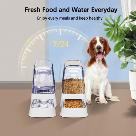 Imagem de Conjunto automático de comedouro e dispensador de água para cães e gatos