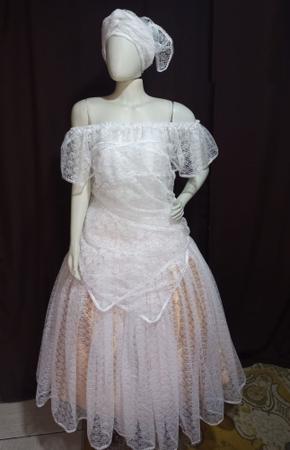 Conjunto Baiana 4 Pe as Renda Branca Umbanda Candombl Roupa de