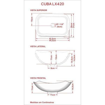 Imagem de Conjunto Bancada para Banheiro com Cuba Abaulada L42 e Prateleira Metrópole 805W Compace