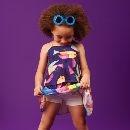 Imagem de Conjunto Bata e Saia Viscose "Pássaros" e "Arco-Íris"