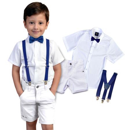 Imagem de Conjunto Batizado Branco Manga Curta Bebe Infantil  Cores e Tamanhos