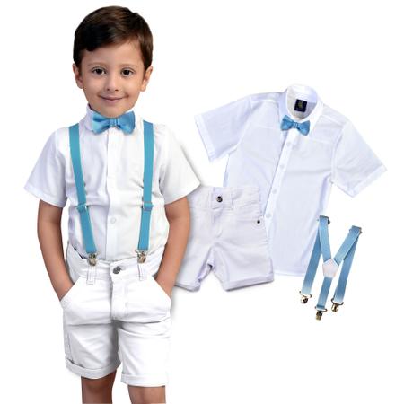 Imagem de Conjunto Batizado Branco Manga Curta Bebe Infantil  Cores e Tamanhos