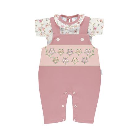 Conjunto Bebê Fiore Jardineira Longa c/ Body -Batistela Baby Imagem de Conjunto Bebê Fiore Jardineira Longa c/ Body -Batistela Baby