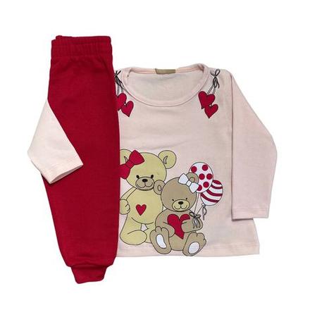 Conjunto para bebês meninas blusa de cotton e calça moletom