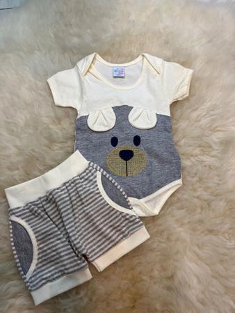 Imagem de Conjunto Bebê Ursinho Masculino Cinza e Bege TAM: RN (bebê) / (0  3 meses)