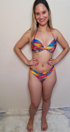 Conjunto Biquíni com bojo decote V Calcinha levanta bumbum Azul Tam M - Dani lingerie Imagem de Conjunto Biquíni com bojo decote V Calcinha levanta bumbum Azul Tam M